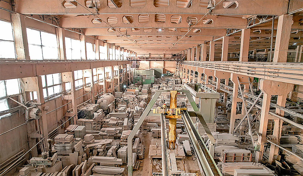 Factory of granite products in Kazakhstan