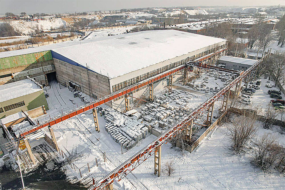 Factory of granite products in Kazakhstan