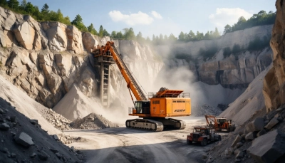 Карьер с известняком и керамзитовой глиной в Калужской области, Россия