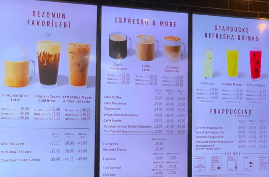 Prices for coffee cup in Turkiye